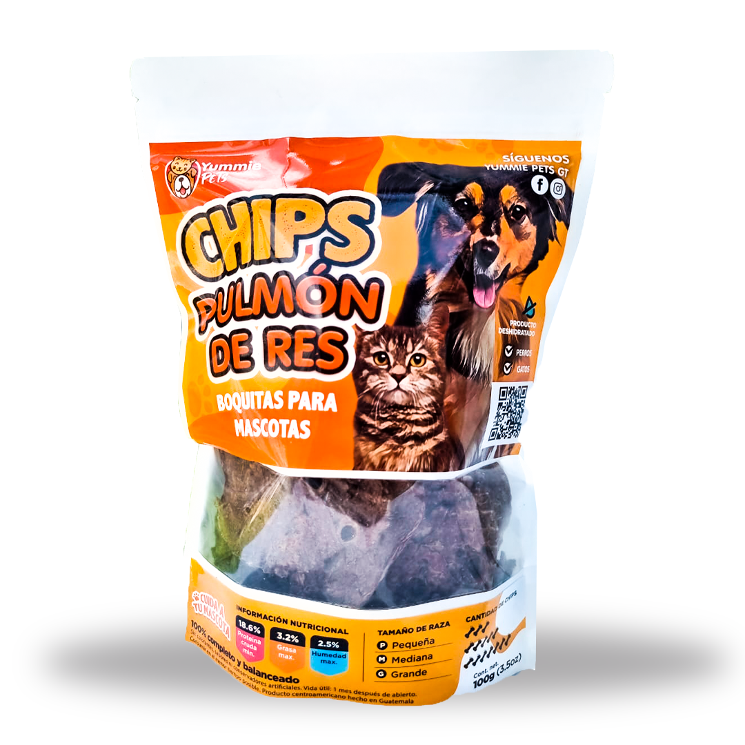 Premio Yummie Deshidratados Pulmon de Res para Perro y Gato