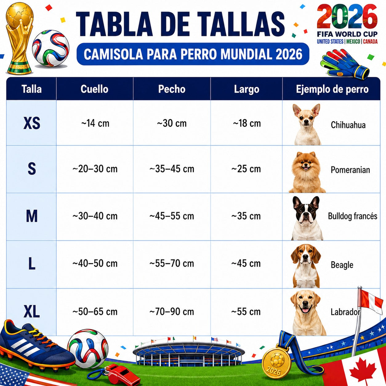 Camisola para Perro Mundial 2026 México