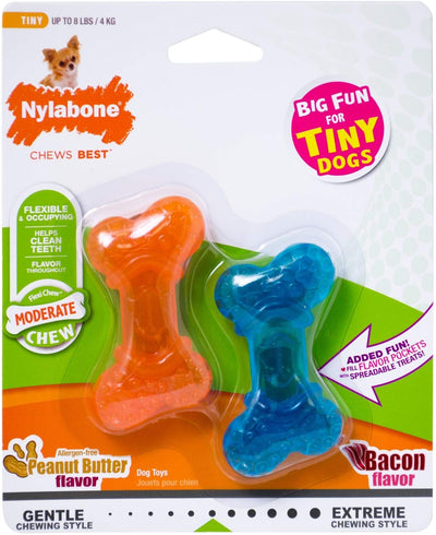 Juguete Nylabone Flexi Chew Mini Twin Pack PeanutButter/Bacon