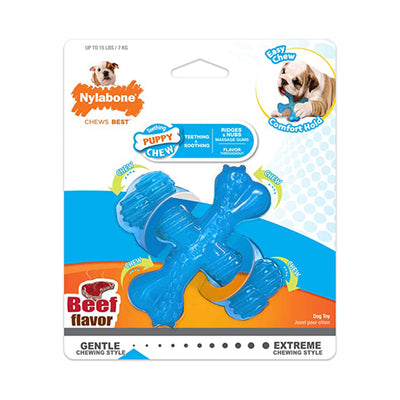 Juguete Nylabone Dura Chew Puppy X-Bone Beef Flavor
