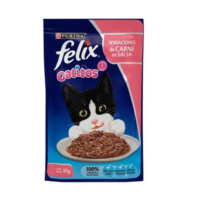 Alimento para Gato Félix Gatitos Pouch Carne en Salsa